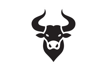 Bold Bull Head Silhouette Logo Design