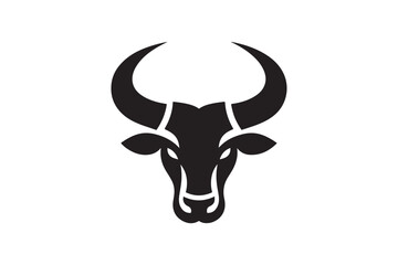 Bold Bull Head Silhouette Logo Design
