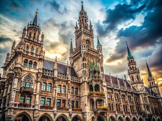Fototapeta premium Munich New Town Hall Exterior - Architectural Detail Documentary Photograph