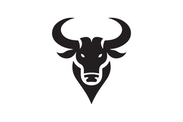 Bold Bull Head Silhouette Logo Design