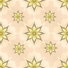 Floral Symphony: A seamless pattern of delicate yellow flowers and light peach background, creating a captivating and delicate visual.