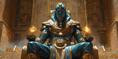 Obraz premium Sci-Fi Meets History: A Modern Egyptian Palace with Advanced Technology 