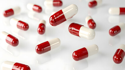 red pills on white background