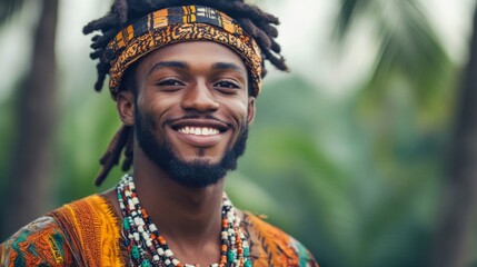 Obraz premium A Smiling Man Wearing Traditional African Clothing