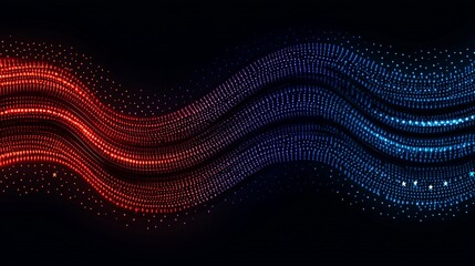 Abstract red and blue wave particles.