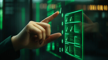 BUSINESSMAN NEAR A VIRTUAL SCREEN	
