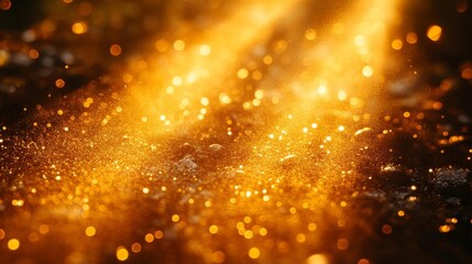 Obraz premium Golden glowing light particles. Generative AI