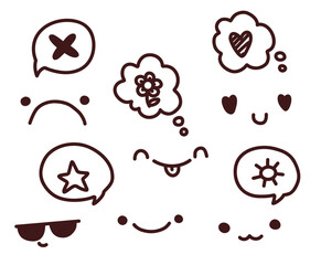 cute set with funny faces. vector illustration