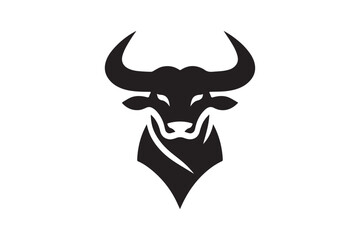 Bold Bull Head Silhouette Logo Design