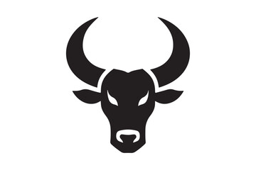 Bold Bull Head Silhouette Logo Design