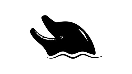 Obraz premium dolphin looking out of water, black isolated silhouette