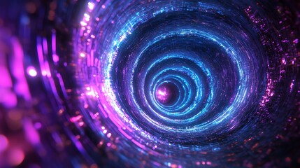 Obraz premium Vibrant Digital Painting: Spiraling Nebula Close-Up, Futuristic Style. AI Generated