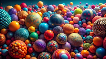 Fototapeta premium Panoramic Abstract Sphere Arrangement: Colorful Geometric Art Background