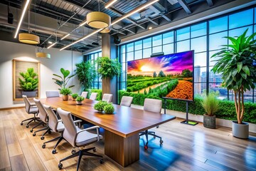 Panoramic Brand Guidelines Presentation: Modern Office Workspace with Inspiring Design Elements