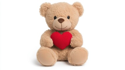 Obraz premium A cute teddy bear holding a red heart, symbolizing love and tenderness, perfect for gifts and decorations.