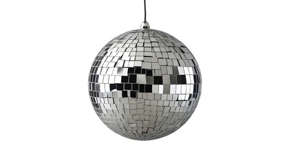 Obraz premium A silver disco ball with reflective mirror tiles
