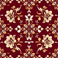 Burgundy Floral Damask: A timeless and elegant pattern with an intricate design of floral motifs and scrollwork. The rich burgundy background creates a sense of sophistication and refinement.  