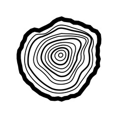 Wooden Ring. Round cut wood. Vector linear texture of wood grain