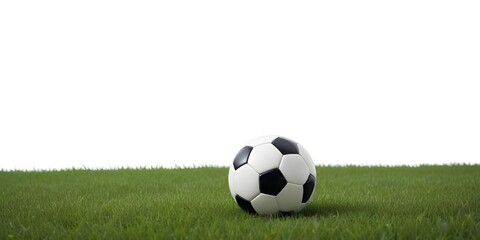 Fototapeta premium A black and white soccer ball on a grassy field