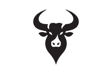Bold Bull Head Silhouette Logo Design