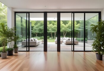 A bright and airy interior with large glass doors
