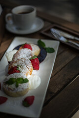 cheese cake breakfast on the summer terrace