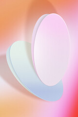 Pink and white shape abstract art on white