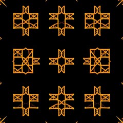 Intricate Gold Geometric Pattern on Black Background