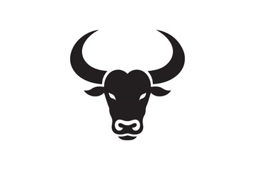 Naklejka premium Bold Bull Head Silhouette Logo Design