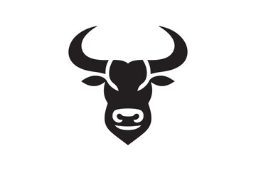 Bold Bull Head Silhouette Logo Design