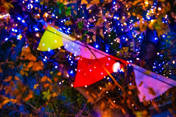Wooden flag decoration and illumination