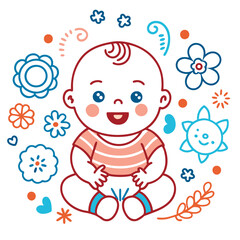 baby child vector illustration in cute cartoon style 