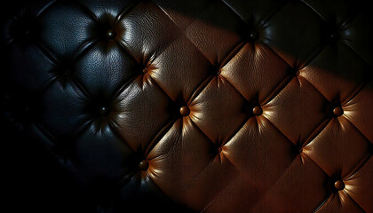 Fototapeta premium Dark tufted leather background with a diamond pattern, Black leather upholstery texture. Use for backgrounds or to show luxury and elegance., created with generative ai