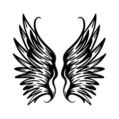 Stylish black angel wings in vector format, artistic silhouette ideal for tattoos, designs, and creative artwork