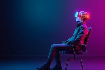 Future Consumer and technology concept: AI-based recruitment, virtual interviews with holographic AI interviewer.