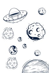 spaceship and moon
