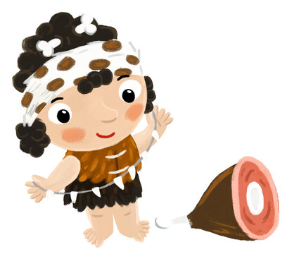 recommend clip art: cartoon scene with caveman girl stonage woman isolated with illustration for kids