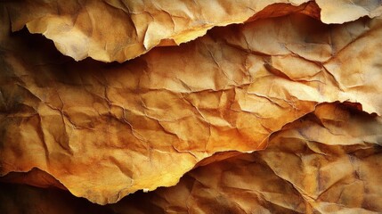 Close-up of crumpled, aged, brown paper texture. (3)