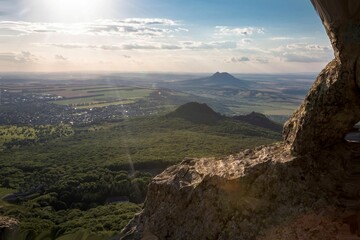 Beautiful view of the mountain peak. Landscape and nature of the North Caucasus