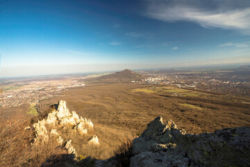 Beautiful view of the mountain range with picturesque rocks. Landscape and nature of the North...