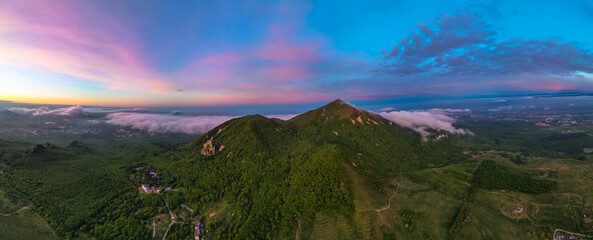 Beautiful view of a mountain peak at sunset. Landscape and nature of the North Caucasus