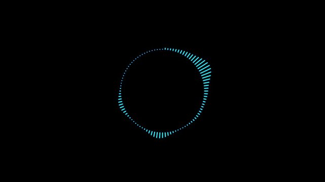 Digital audio Circle waveform spectrum, Sound analyzer glow Animation Isolated on Black Background