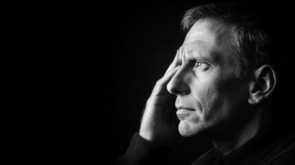 A Man Contemplates Life In Pensive Thought