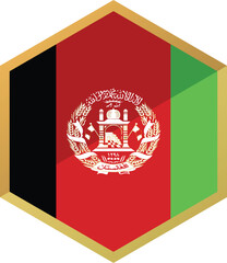 Afghanistan flag in hexagon shape icon