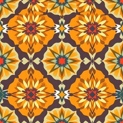 Autumnal Floral Tile Pattern 