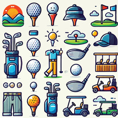 Golf Icons Set vector illustration 