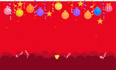 Merry Christmas and Happy New Year Greeting Card, banner, and poster design red