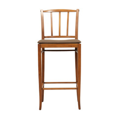 Classic Wooden Bar Stool with Brown Cushion 