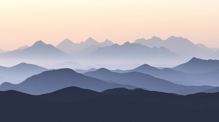 Obraz premium Serene Mountain Ranges at Dusk with Candlelight Glow