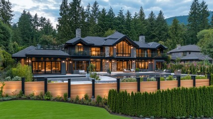 Stunning Modern Luxury Home Surrounded by Lush Green Landscape